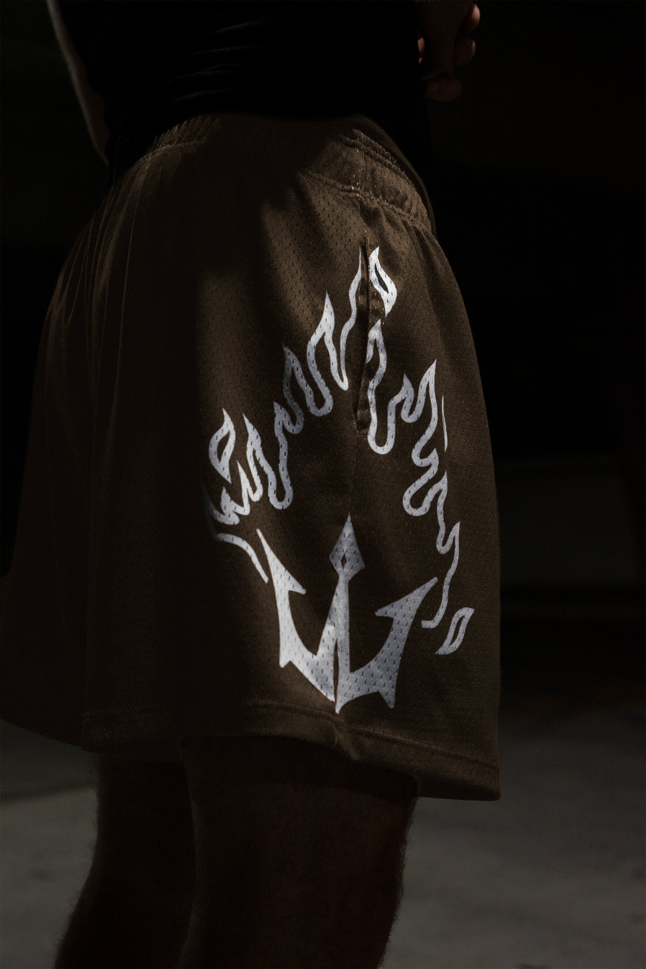 Trident Flame mesh shorts - Brown